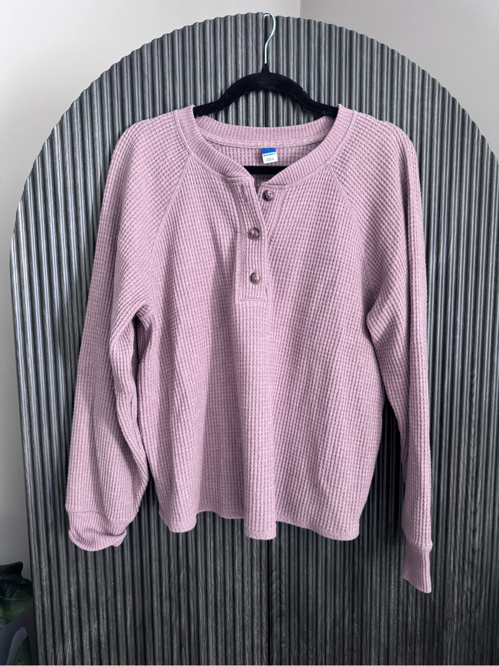 Old Navy Beige Waffle Knit Henley